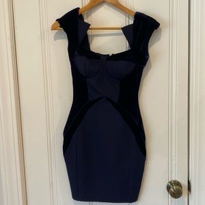Lispy Blue Velvet Bodycon Dress